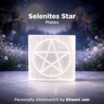 Selenites Star Plates with a pentagram design on a mystical background