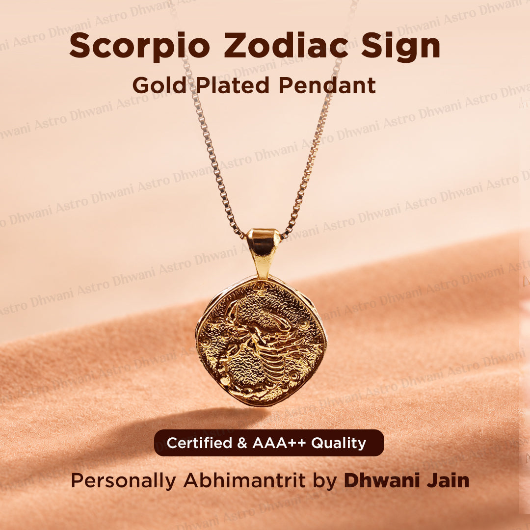 Scorpio Zodiac Sign Gold Plated Pendant for Inner Strength & Self-Awareness