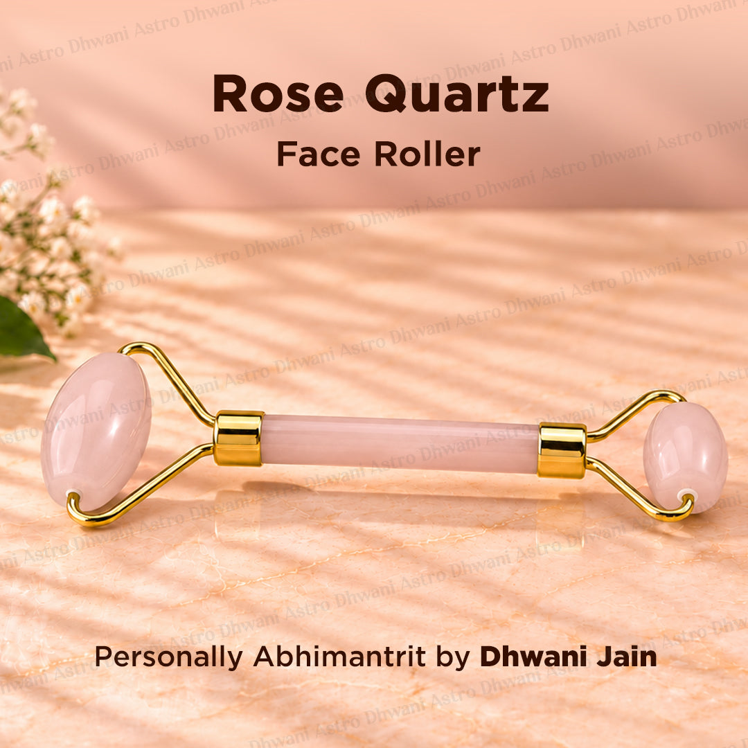 Skin Glow and Love Attract Rose Quartz Roller - Abhimantrit & Certified
