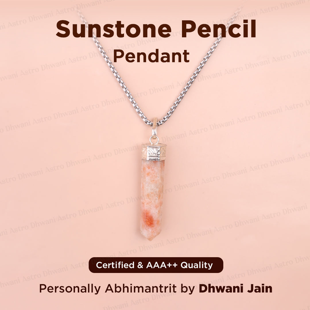 Sunstone Pencil Pendant - Abhimantrit & Certified