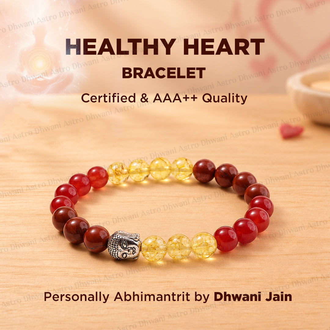 Healthy Heart Balance Bracelet (Red Carnelian, Yellow Citrine and Red Jasper)-Abhimantrit & Certified