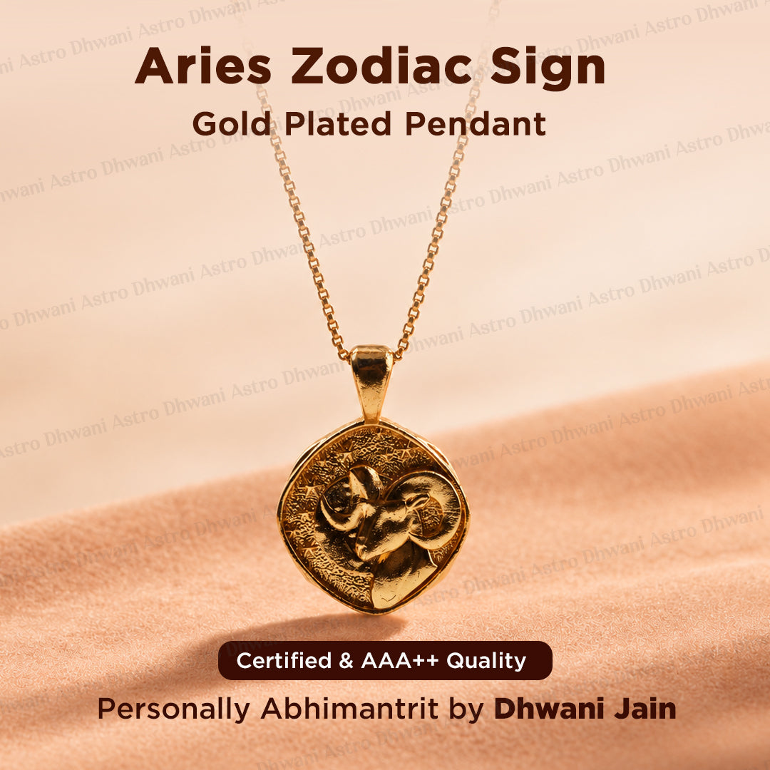 Aries Zodiac Sign Gold Plated Pendant for Boost Confidence