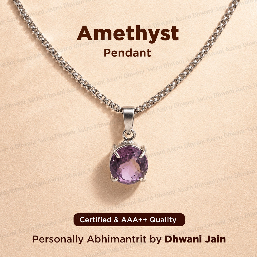 Attract Luck, Enhance Intuition, Improve Health & Skin: Amethyst Crystal Pendant - Abhimantrit & Certified