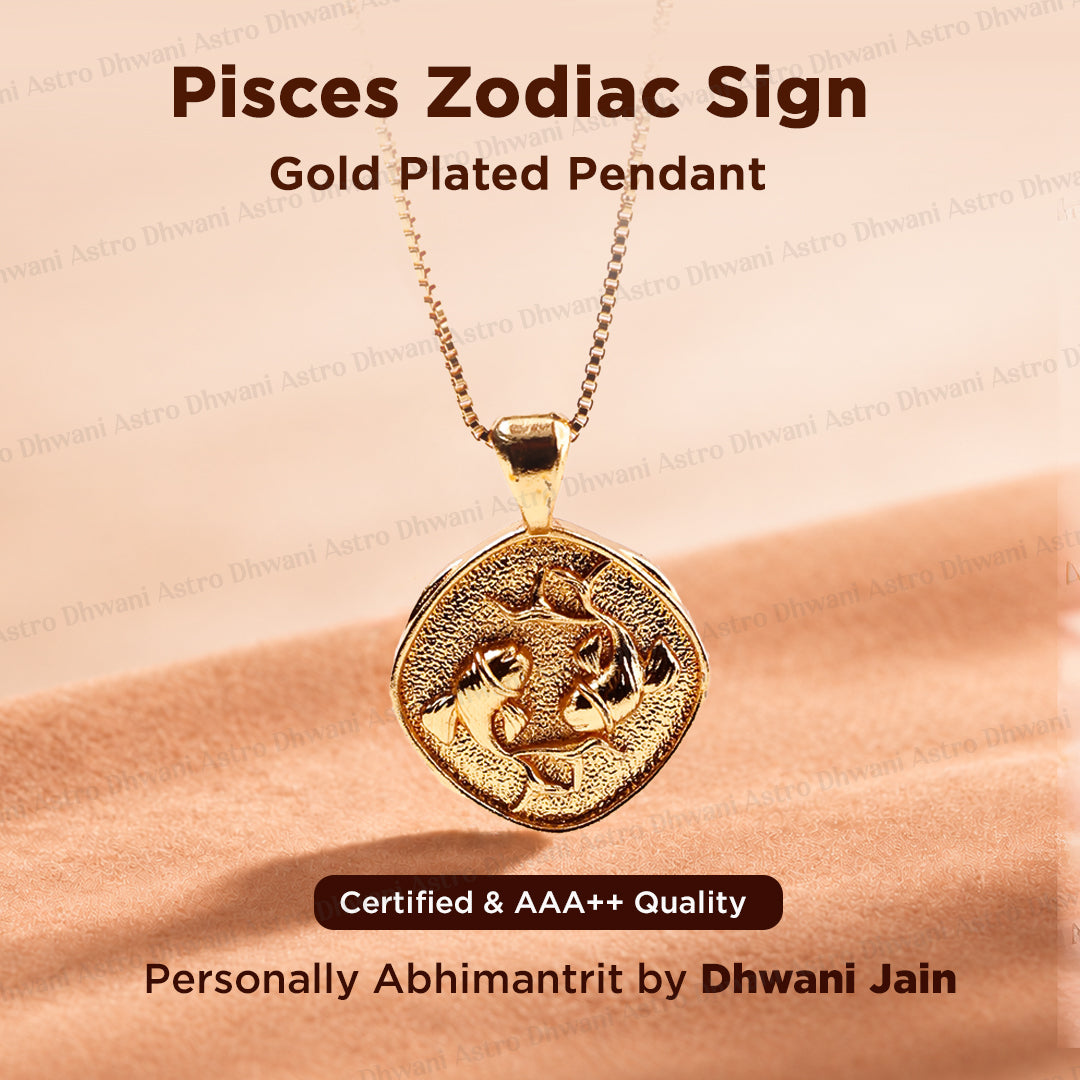Pisces Zodiac Sign Gold Plated Pendant for Energy & Emotional Healing