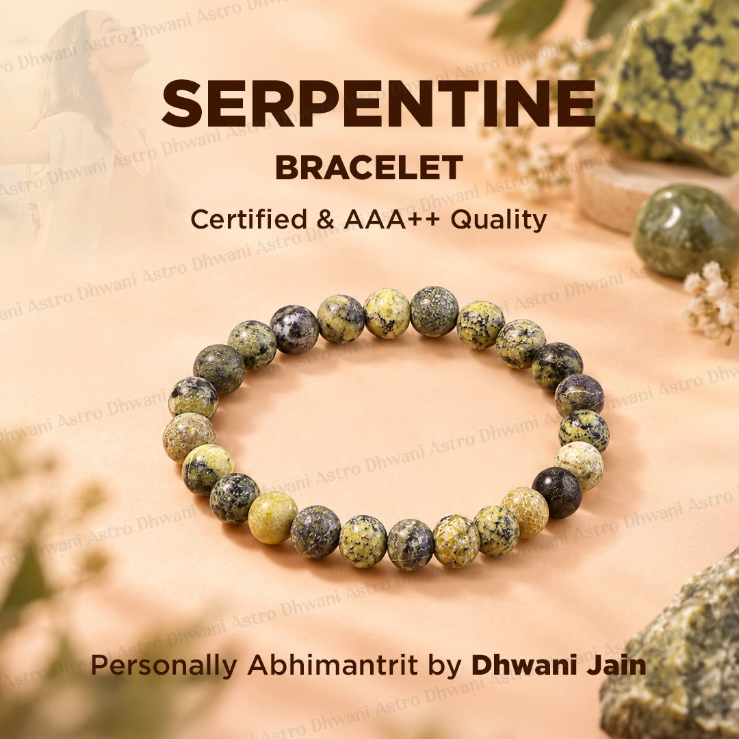 Balances Your Energy & Improves Communication: Serpentine Bracelet - Abhimantrit & Certified