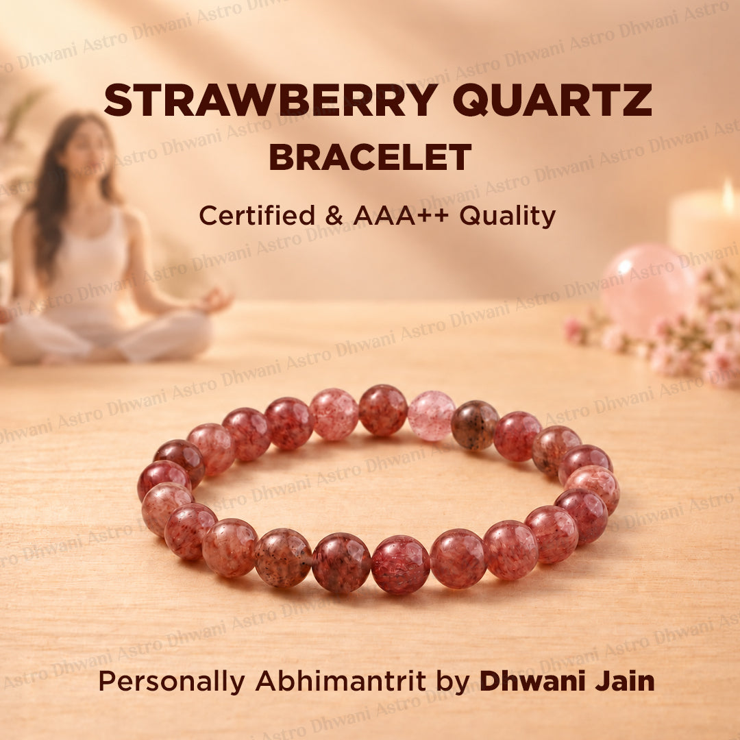 Harmonizes Energy, it activates trust and patience: Strawberry Quartz Stone Bracelet - Abhimantrit & Certified