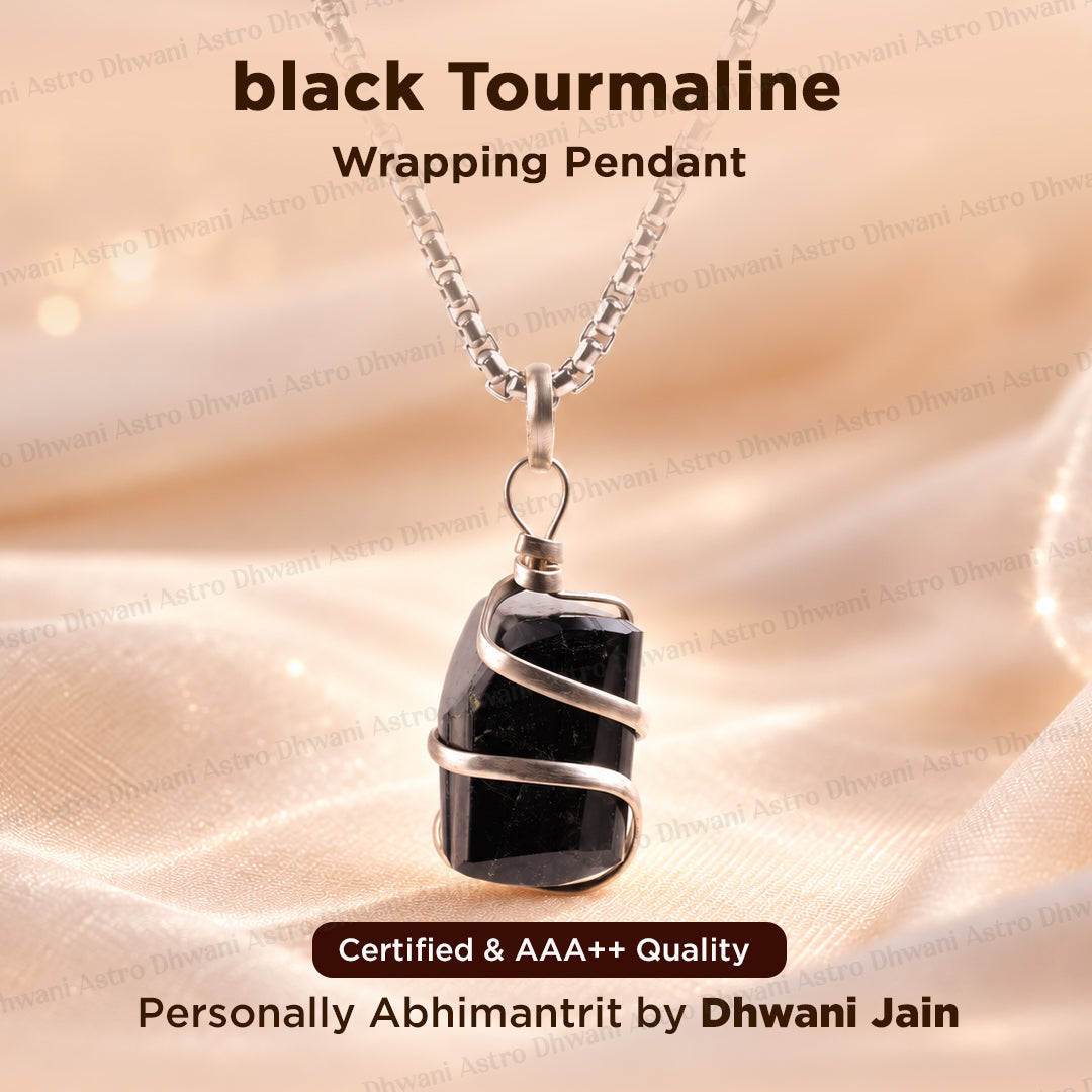 Black Tourmaline Wrapping Pendant (Psychic Attacks & Negative Energy) - Abhimantrit & Certified