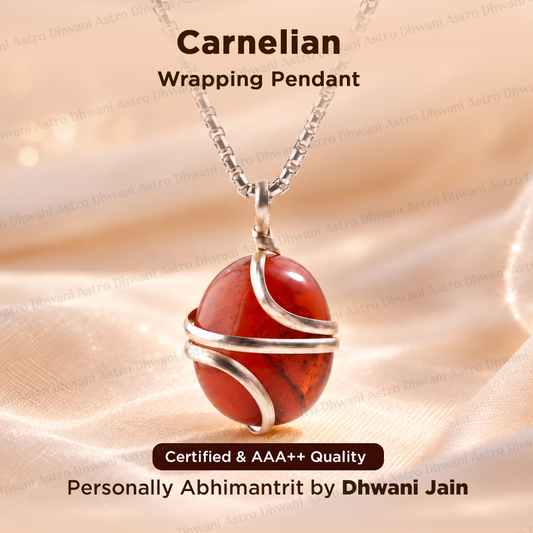 Helps Purify Blood, Lungs, Liver and Heart: Carnelian Wrapping Pendant - Abhimantrit & Certified