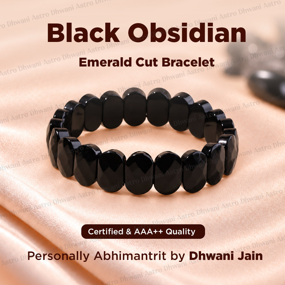 Black Obsidian Emerald Cut Bracelet for Protection & Emotional Release