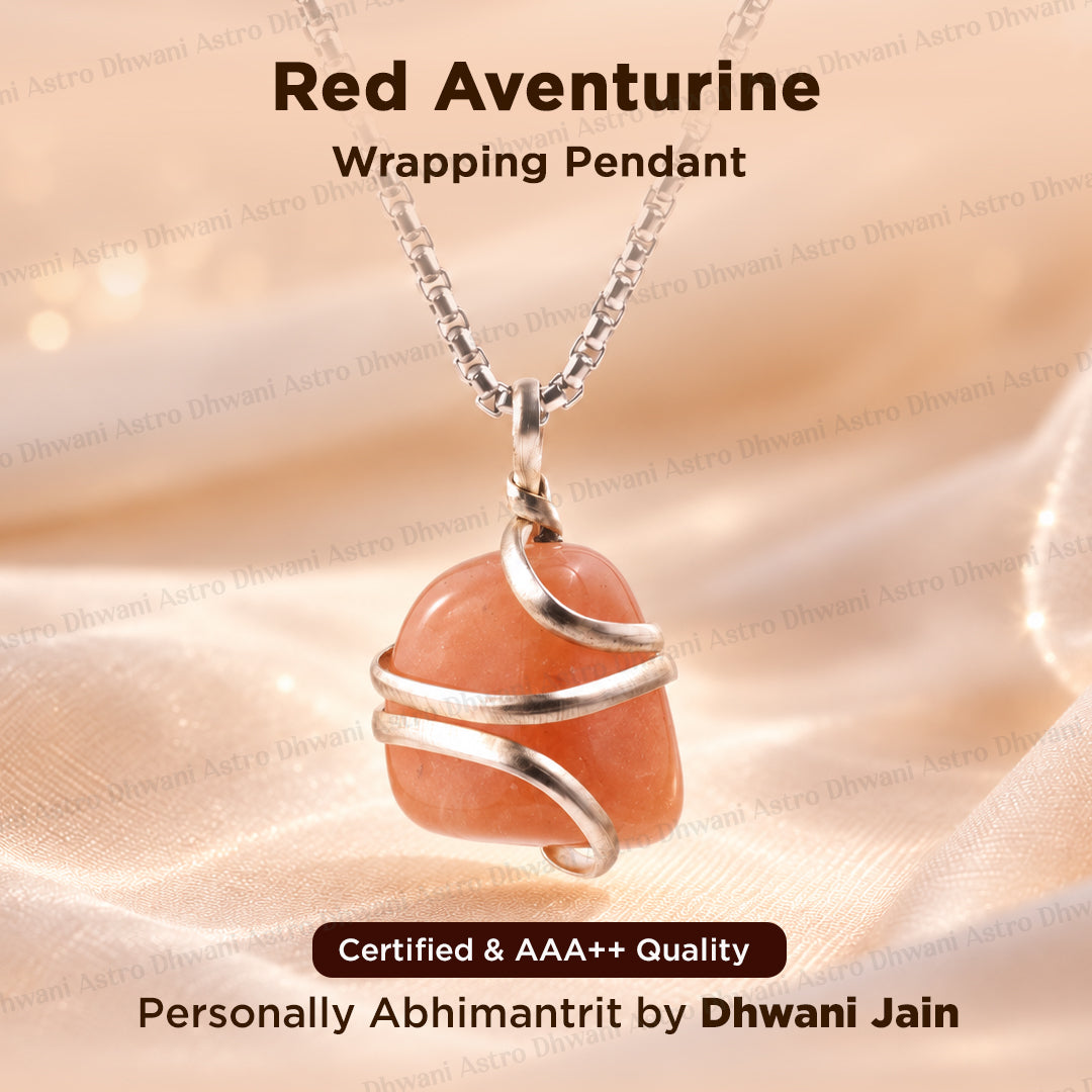 Red Aventurine Wrapping Pendant ( Harmony, Trust and Understanding in Relationship) - Abhimantrit & Certified