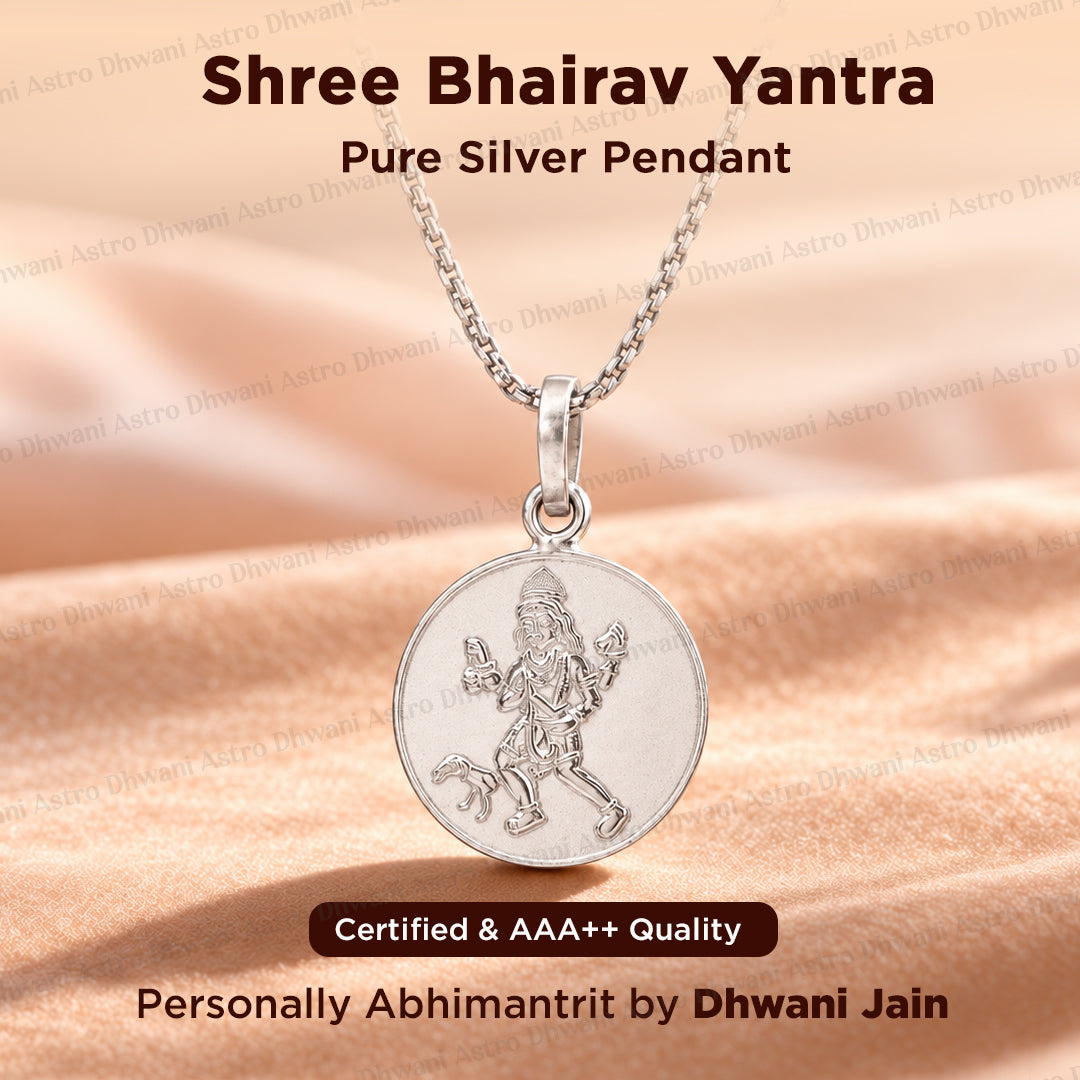 Shree Bhairav Yantra (Pure Silver) Pendant - Abhimantrit