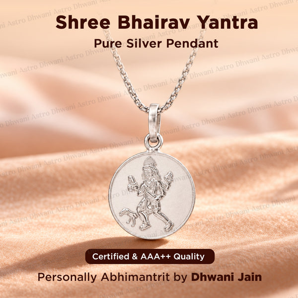 Shree Bhairav Yantra (Pure Silver) Pendant - Abhimantrit