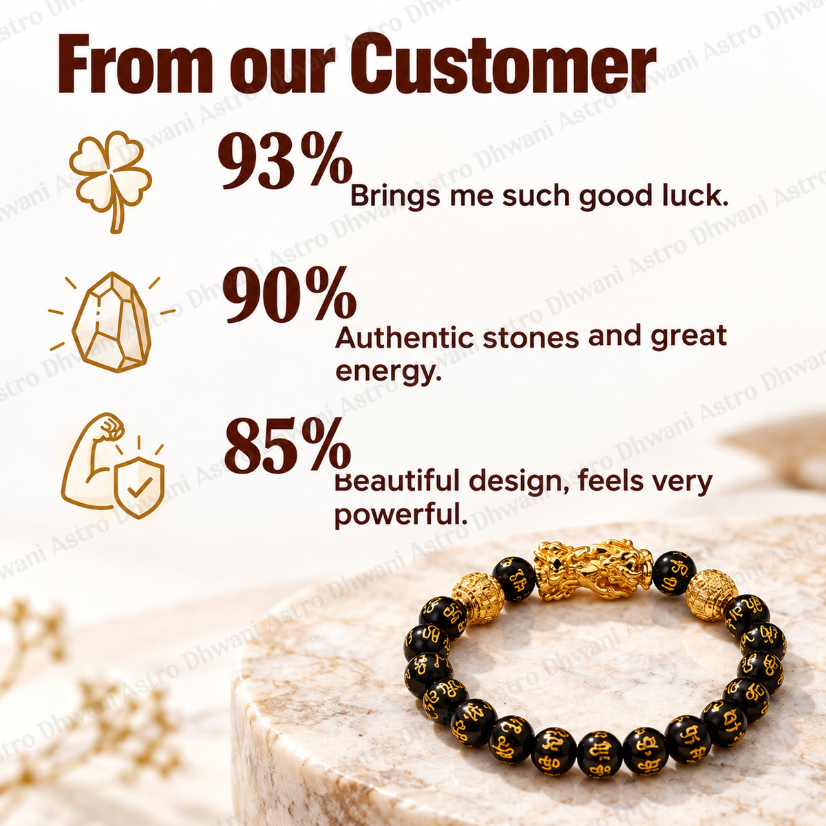 Finance & Wealth Enhancer: Feng shui Black Obsidian with Pixu Bracelet  - Abhimantrit & Certified