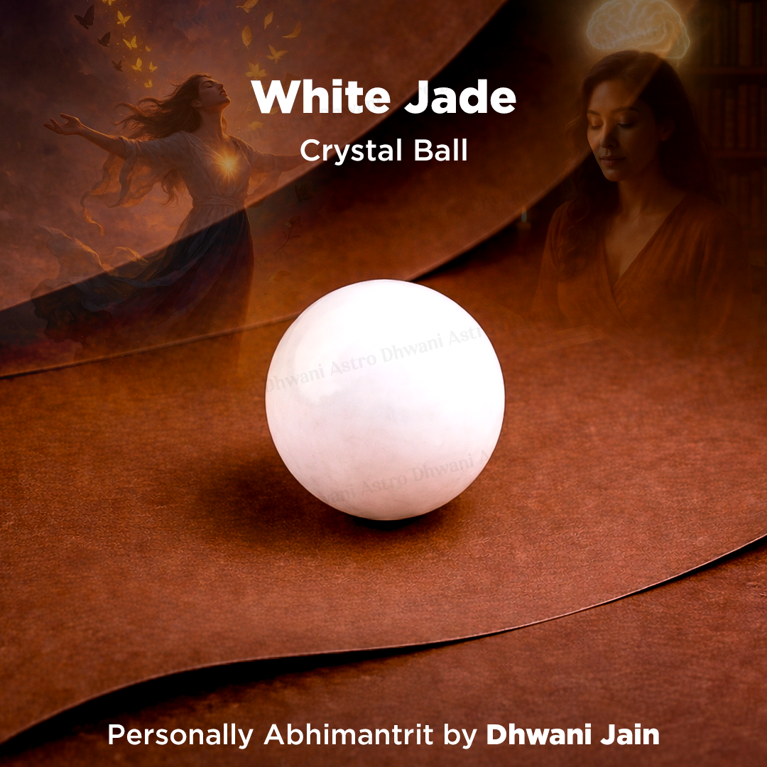 Natural White Jade Crystal Ball Abhimantrit Certified