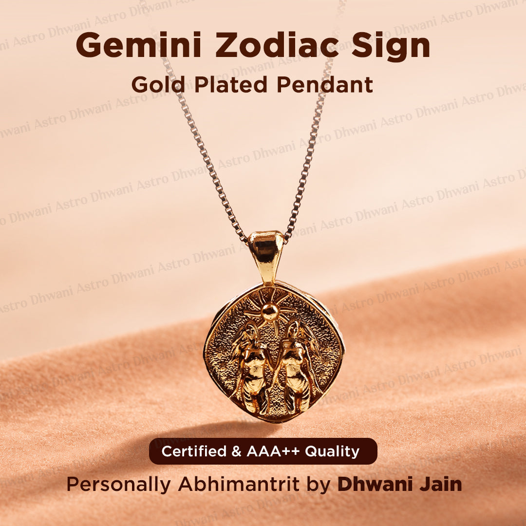 Gemini Zodiac Sign Gold Plated Pendant for Men & Women