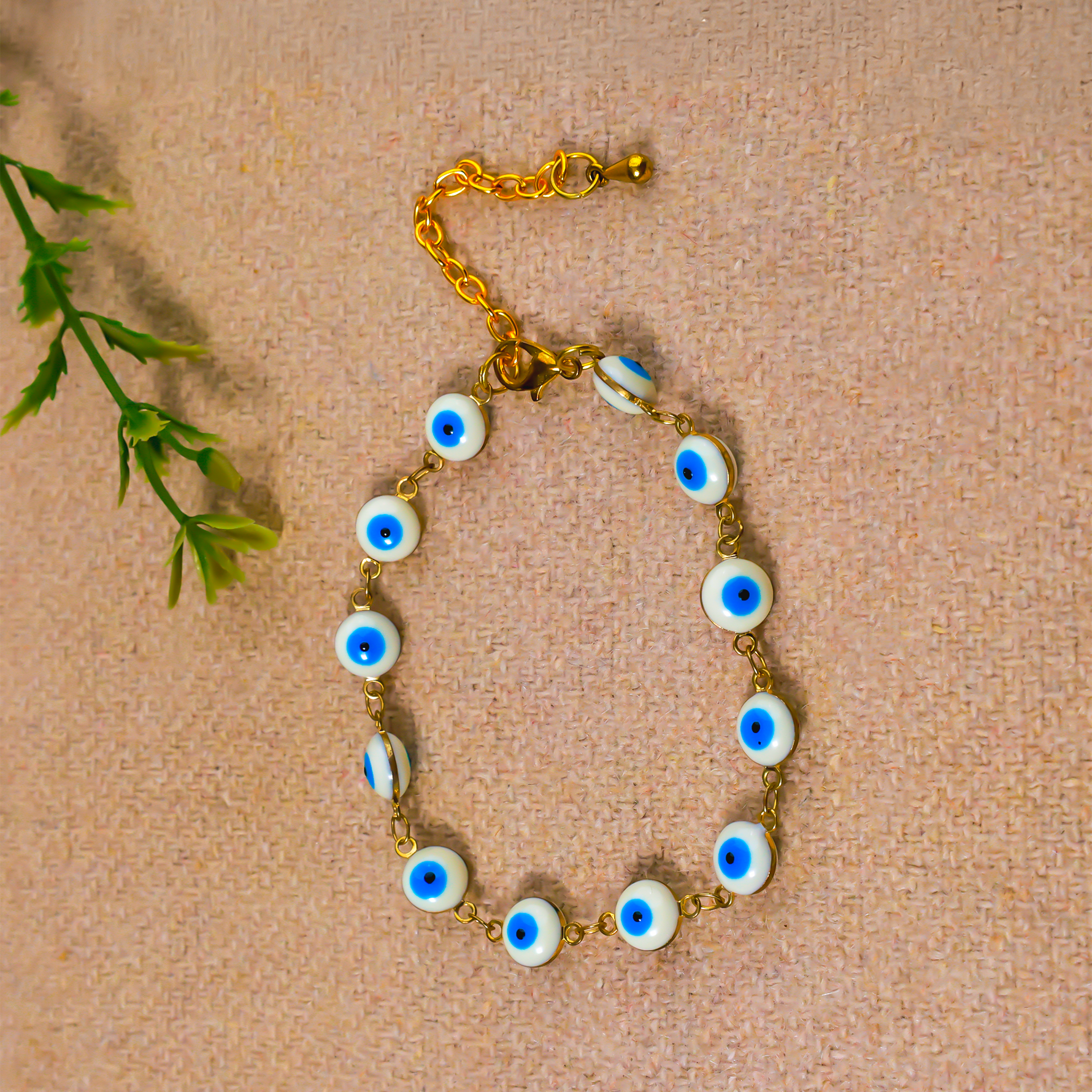 Blue Onxy Evil Eye Round Shape Anklets