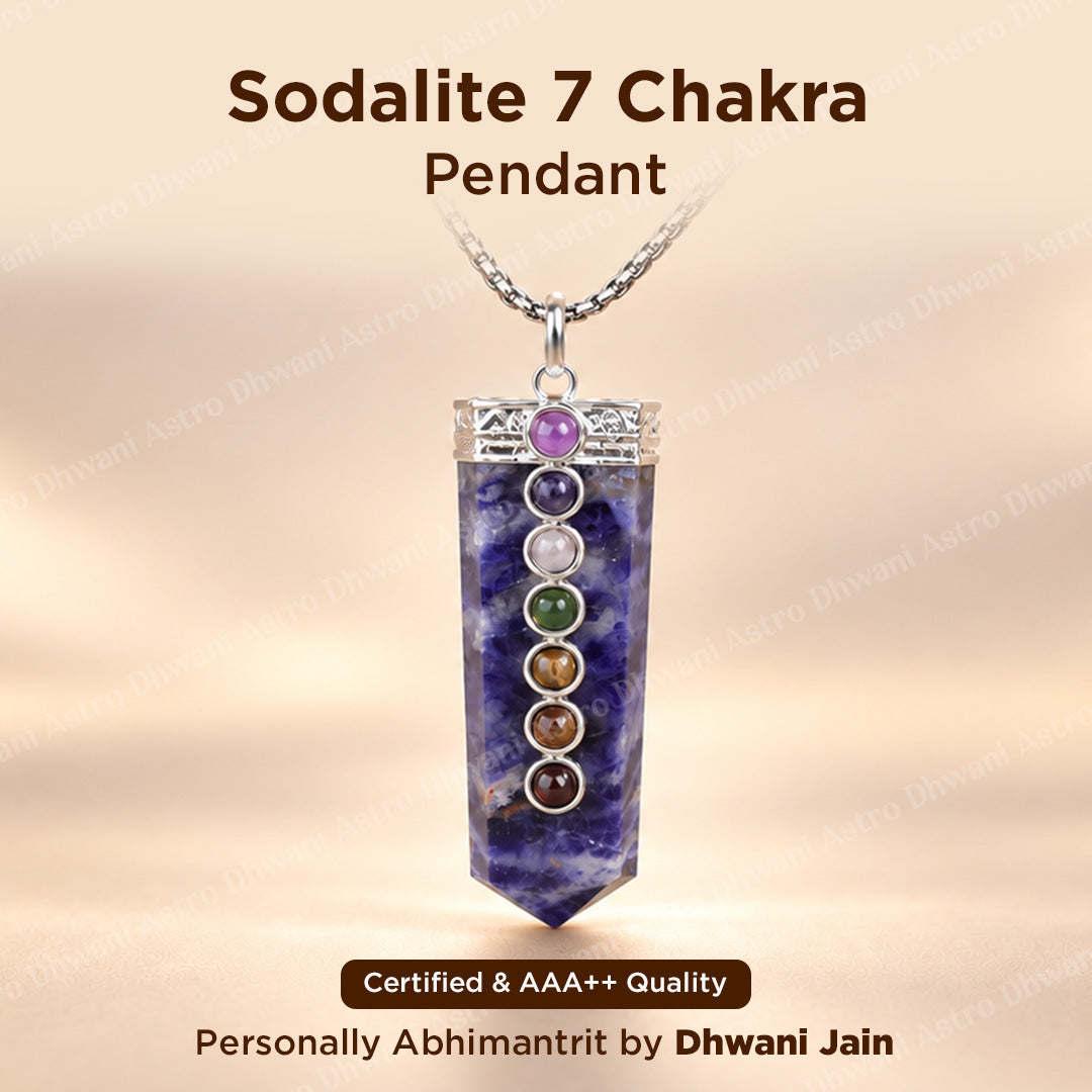 Sodalite Seven Chakra Stone Pendant - Abhimantrit & Certified