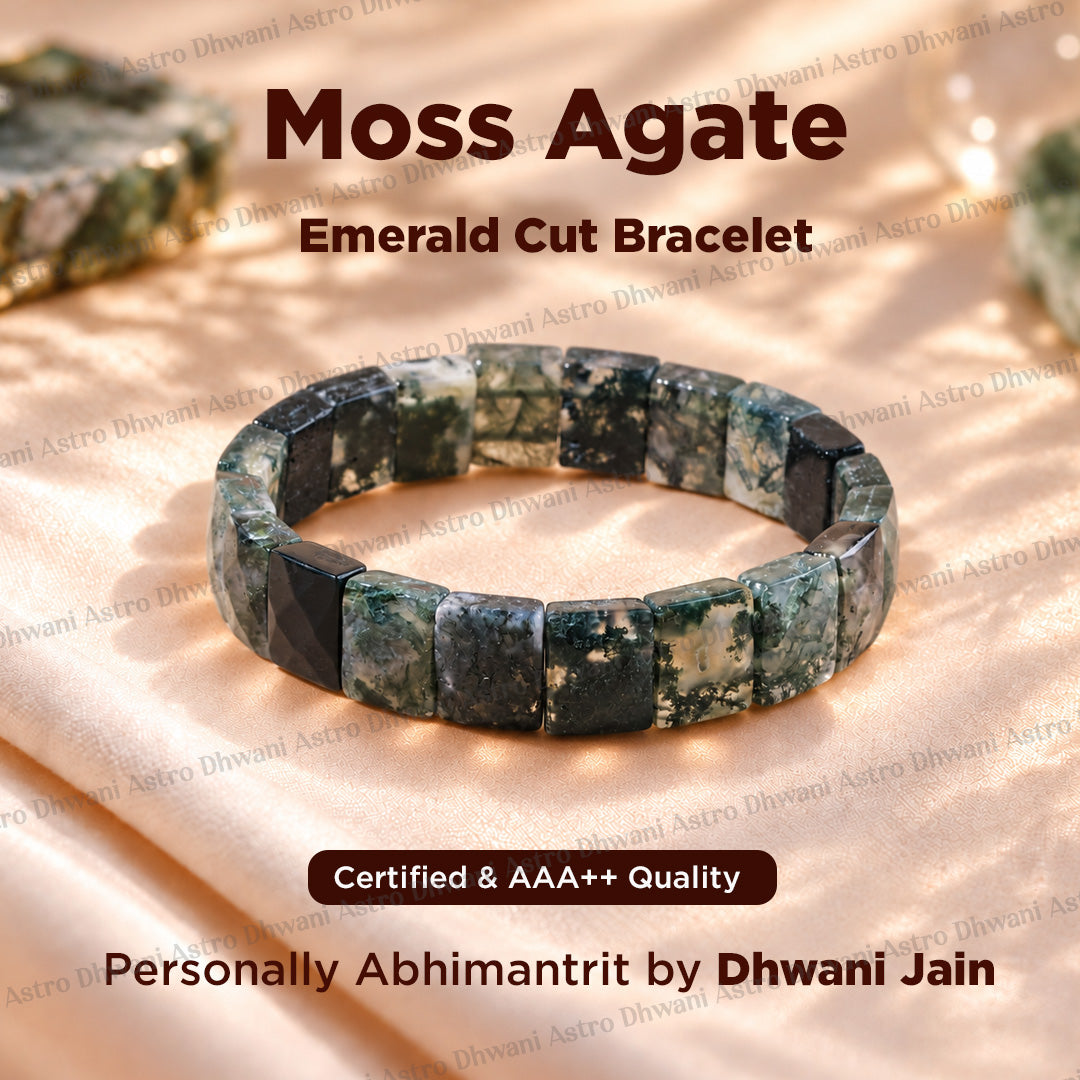 Moss Agate Emerald Cut Bracelet – Growth, Stability & Emotional Balance