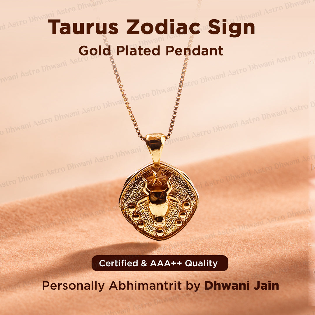 Taurus Zodiac Sing Gold Plated Pendant for Comfort & Abundance
