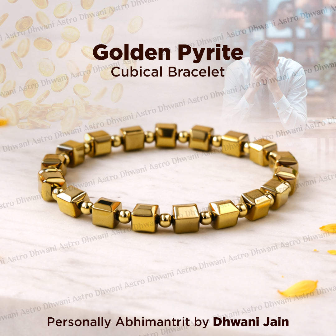 Fame & Fortune Attract: Golden Pyrite Cubical Bracelet - Abhimantrit & Certified