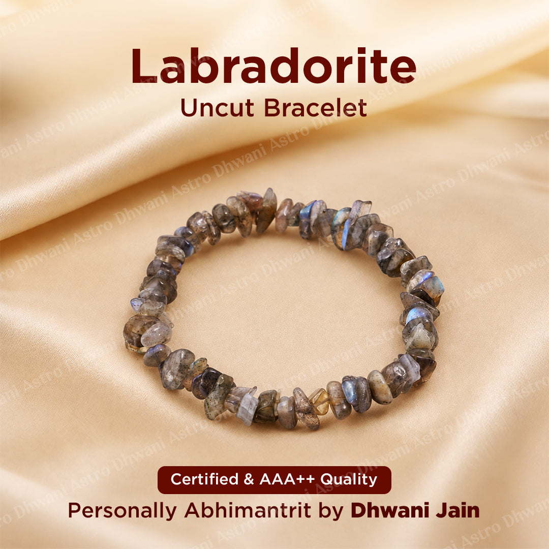 Labradorite Uncut Crystal Bracelet: Release illusion and and Overthink  - Abhimantrit & Certified