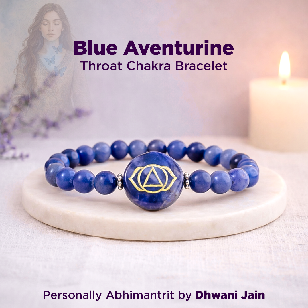 Blue Aventurine Throat Chakra Bracelet - Abhimantrit & Certified