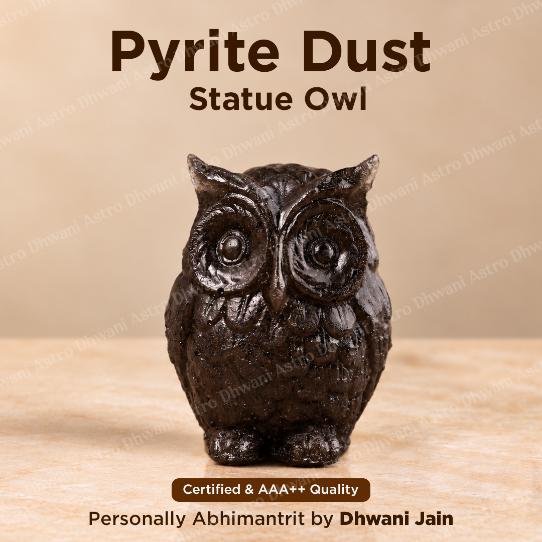 Pyrite Dust Owl Statue – Decorative Symbol of Wisdom & Prosperity - Abhimantrit