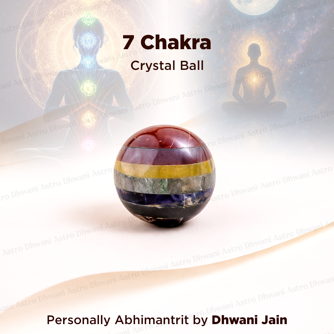 Natural 7 Chakra Crystal Ball Abhimantrit Certified