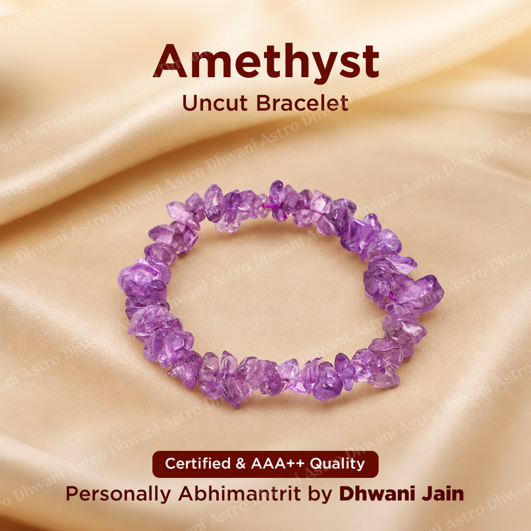 Amethyst Uncut Crystal Bracelet - Abhimantrit & Certified