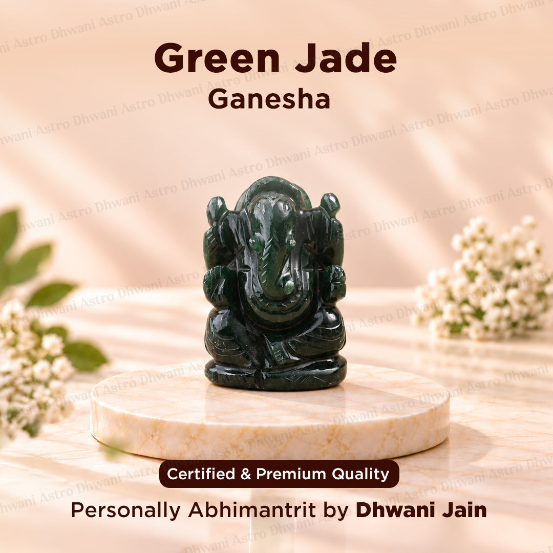 Green Jade Ganesha - Abhimantrit