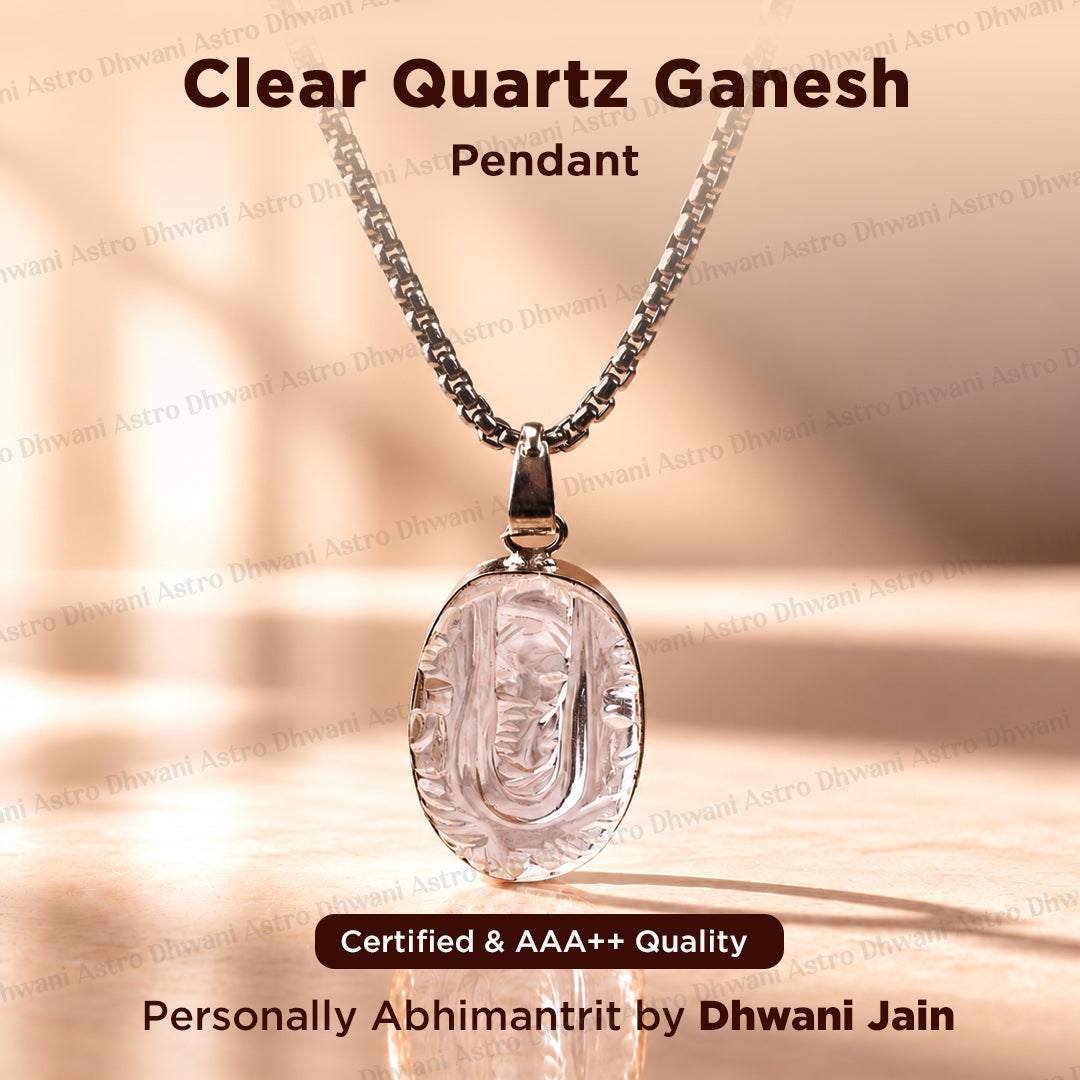 Clear Quartz Ganesha Pendant - Abhimantrit
