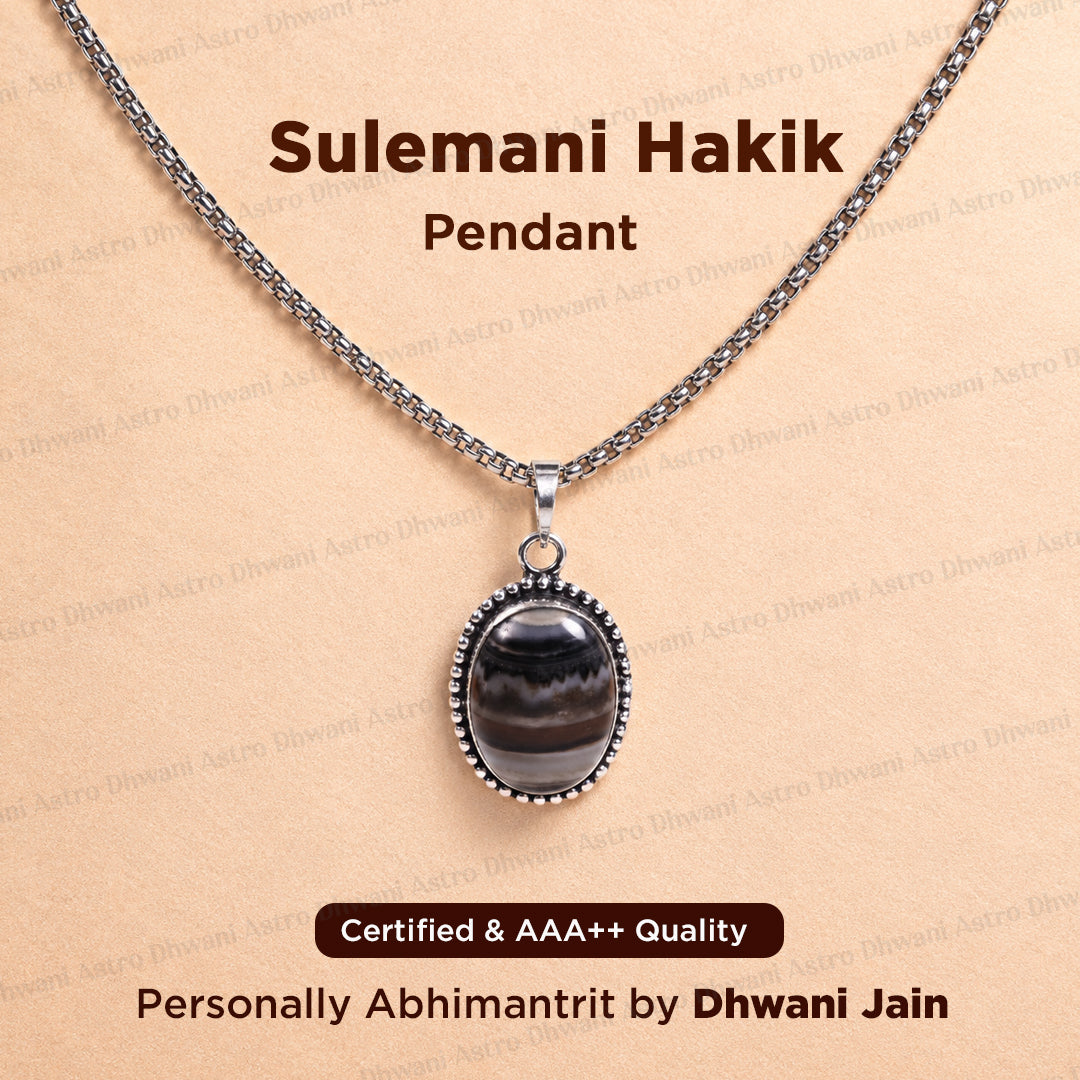 Sulemani Hakik Oval Stone Pendant - Abhimantrit & Certified
