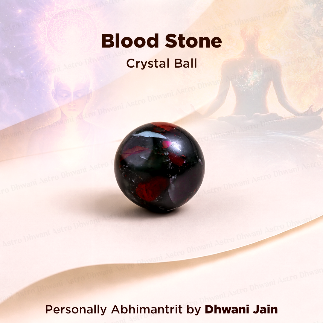 Natural Blood Stone Crystal Ball Abhimantrit Certified