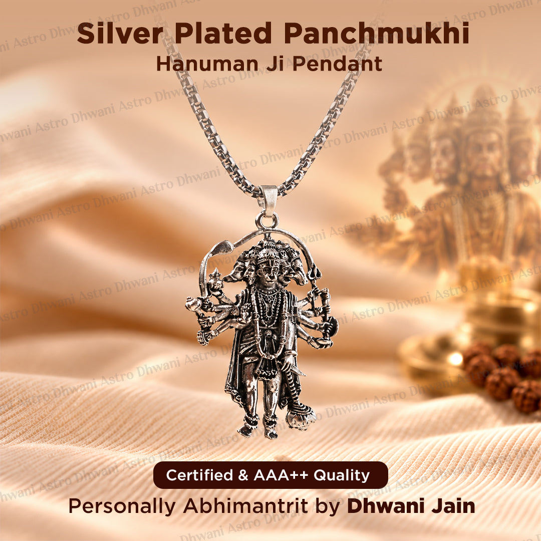 Silver Plated Panchmukhi Hanuman Ji Pendant - Abhimantrit