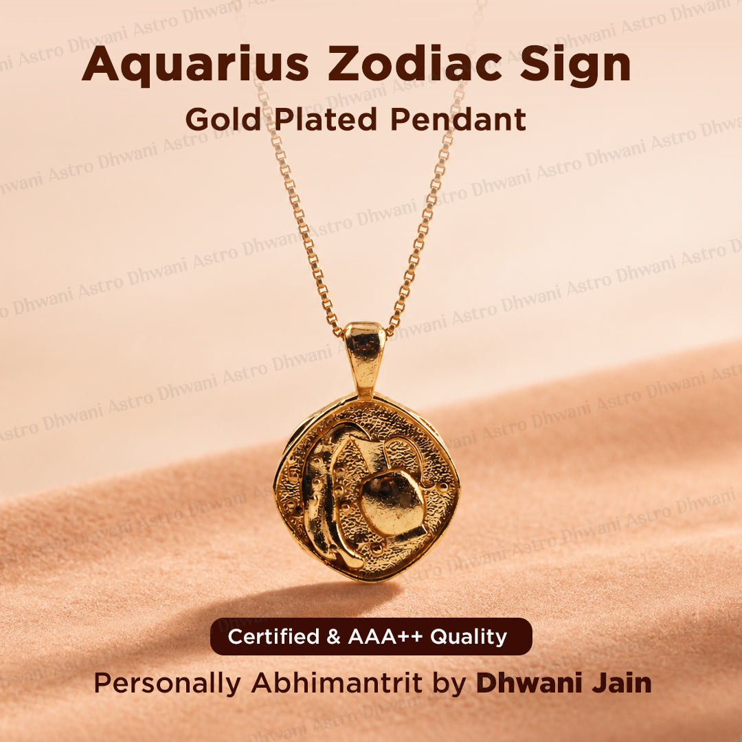 Aquarius Zodiac Sing Gold Plated Pendant for Balances Restless Thoughts
