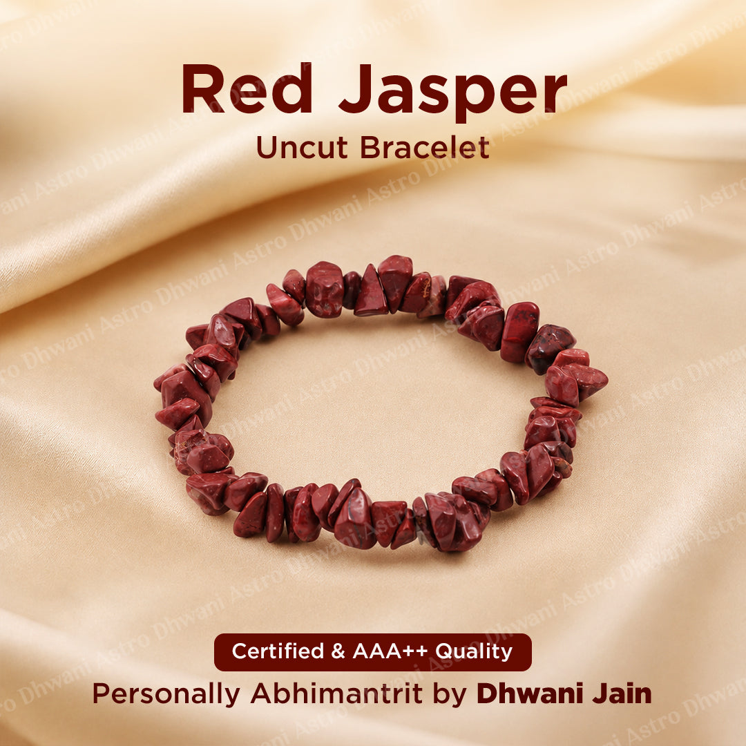 Red Jasper Uncut Bracelet for Strength, Stability & Grounding Energy - Abhimantrit & Certified