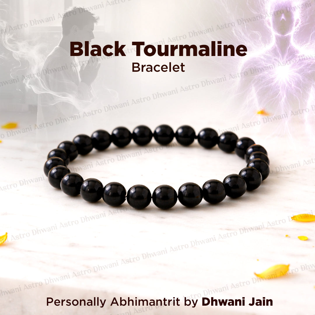 Protect from Psyhic attacks & Negative Engery: Black Tourmaline Bracelet - Abhimantrit & Certified