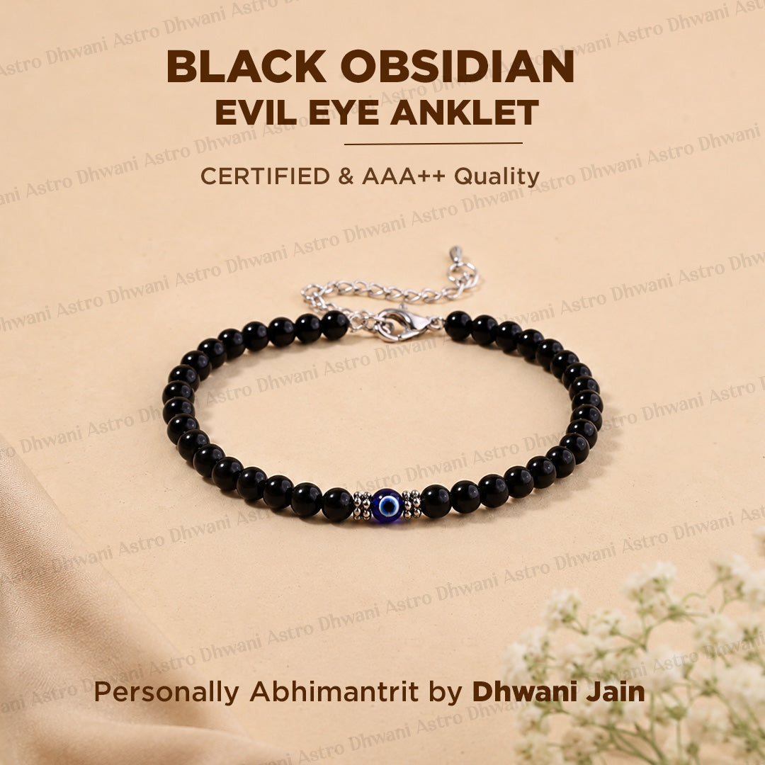 Black Obsidian Anklet | Evil Eye Protection Anklet | Positivity & Negative Energy Shield