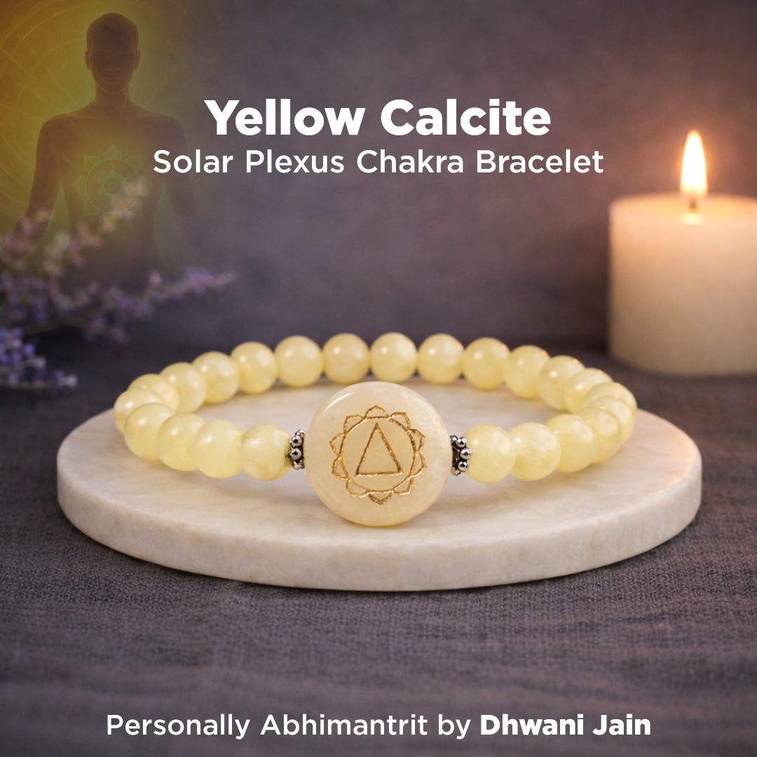 Yellow Calcite Stone Chakra Bracelet - Abhimantrit & Certified