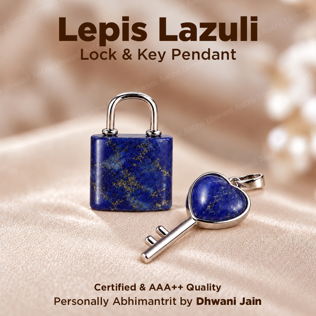 Lapis Lazuli Lock And Key Pendant -Abhimantrit & Certified