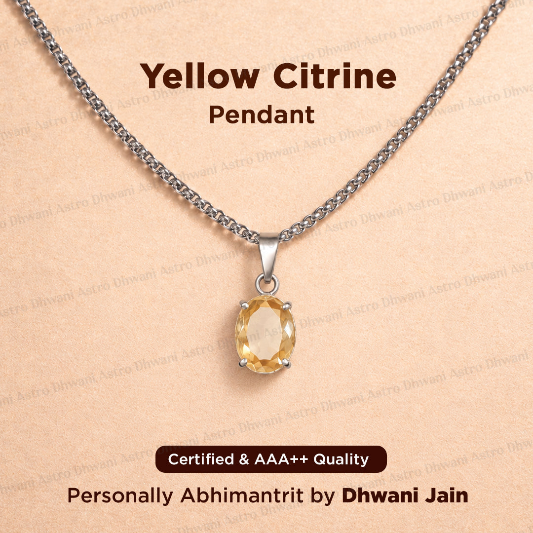High Financial Status, Success in Job & Profession: Yellow Citrine Crystal Pendant - Abhimantrit & Certified