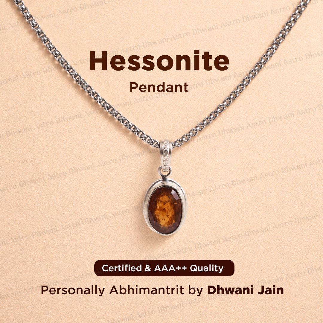 Rahu: Hessonite Pendant - Abhimantrit & Certified