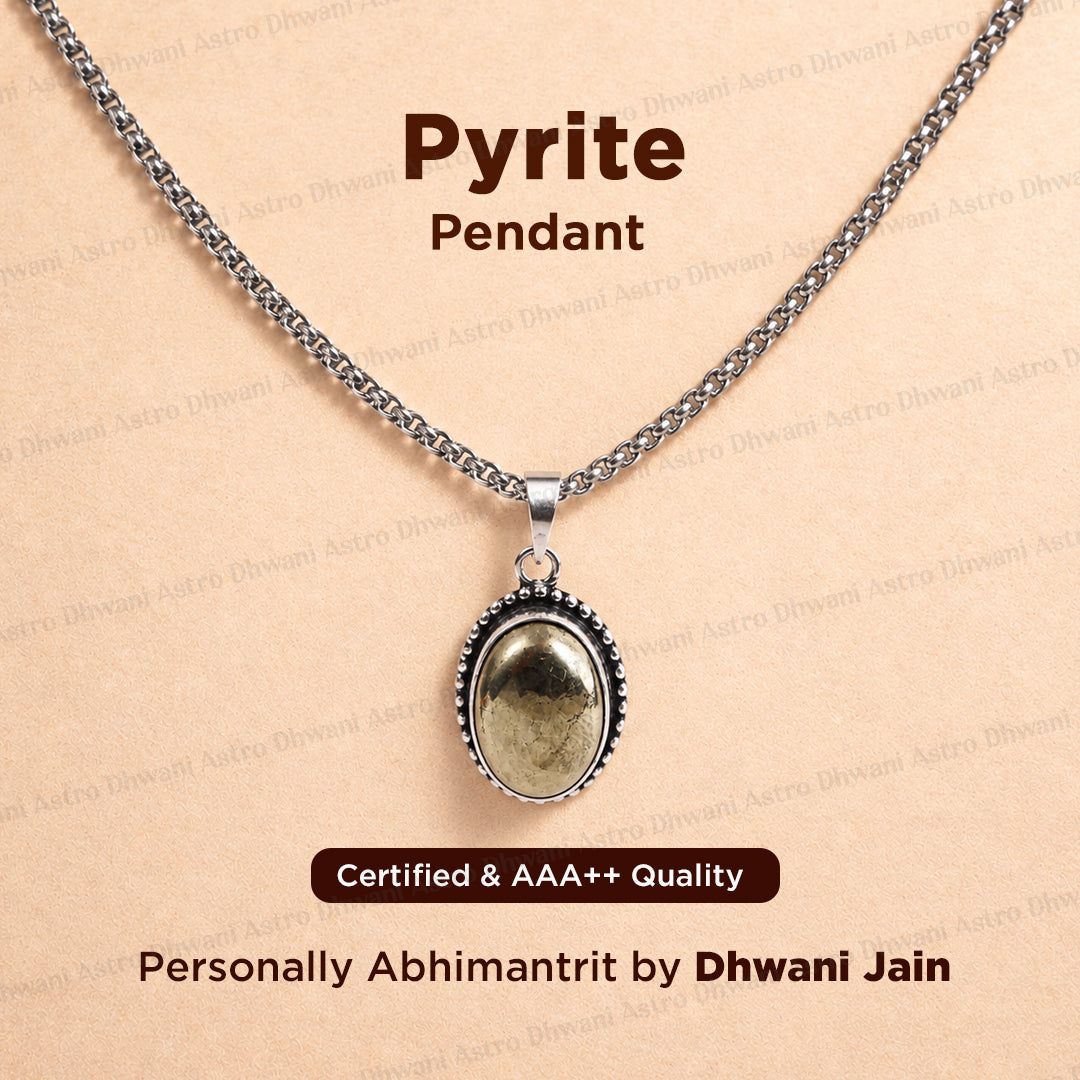 Pyrite Oval stone Pendant - Abhimantrit & Certified