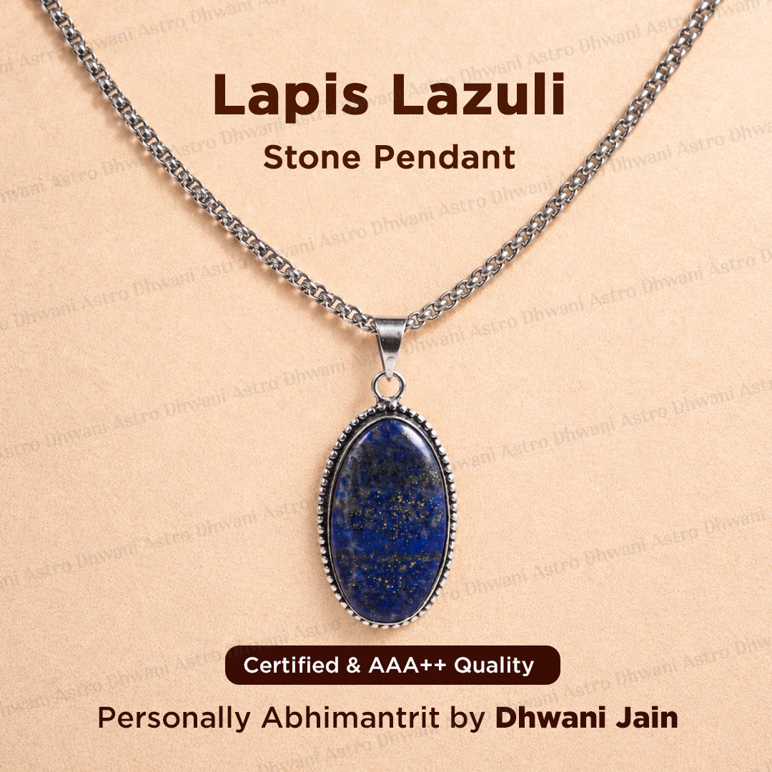 Lapis Lazuli Oval Stone Pendant - Abhimantrit & Certified