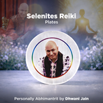 Selenites Reiki Plates with a person's face on a blurred background
