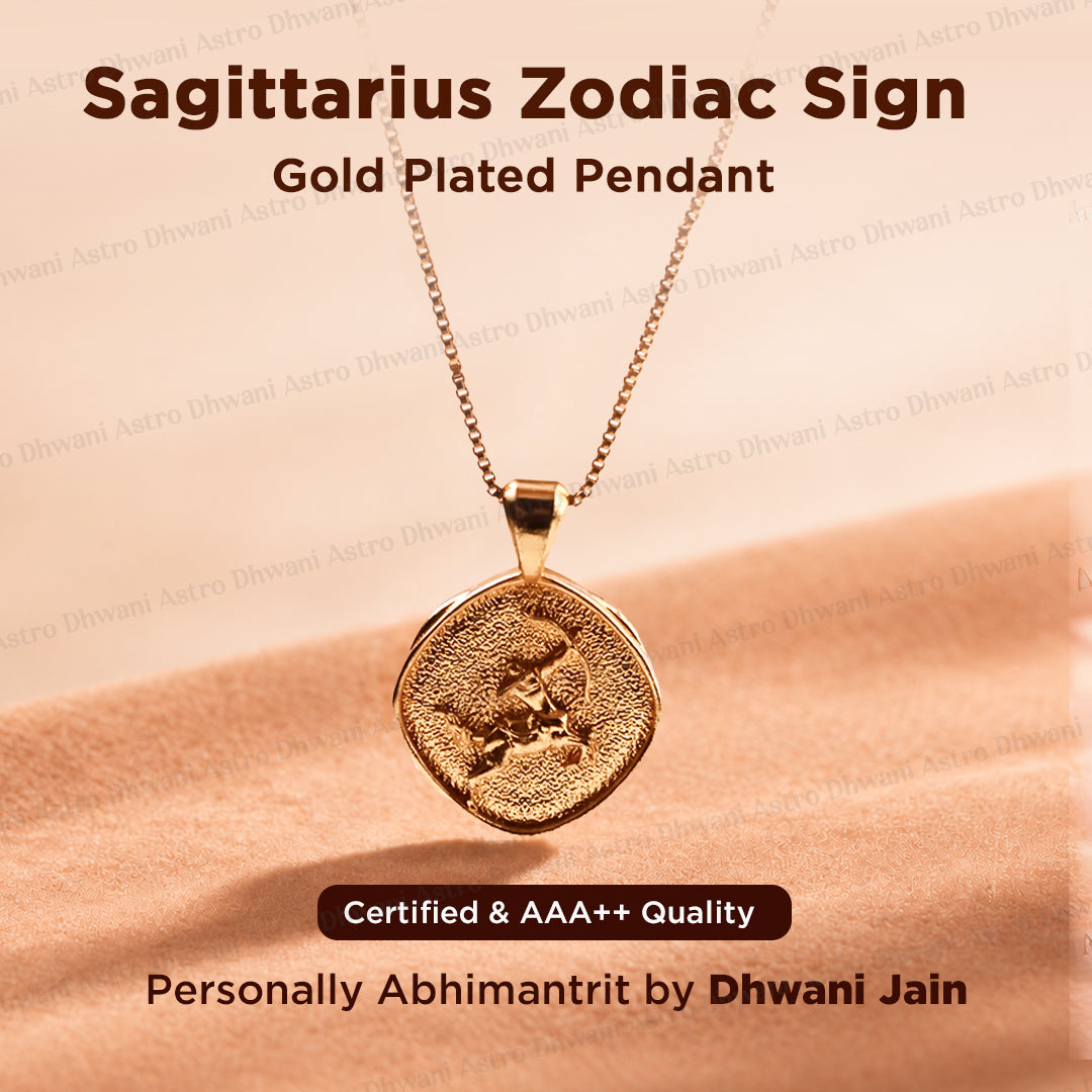 Sagittarius Zodiac Sing Gold Plated Pendant