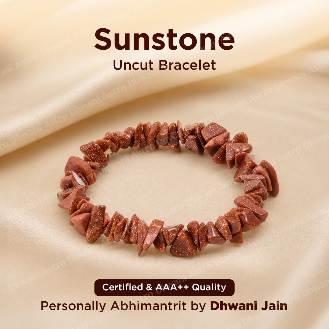 Sunstone Uncut Bracelet For Confidence Positivity Energy Boost - Abhimantrit & Certified