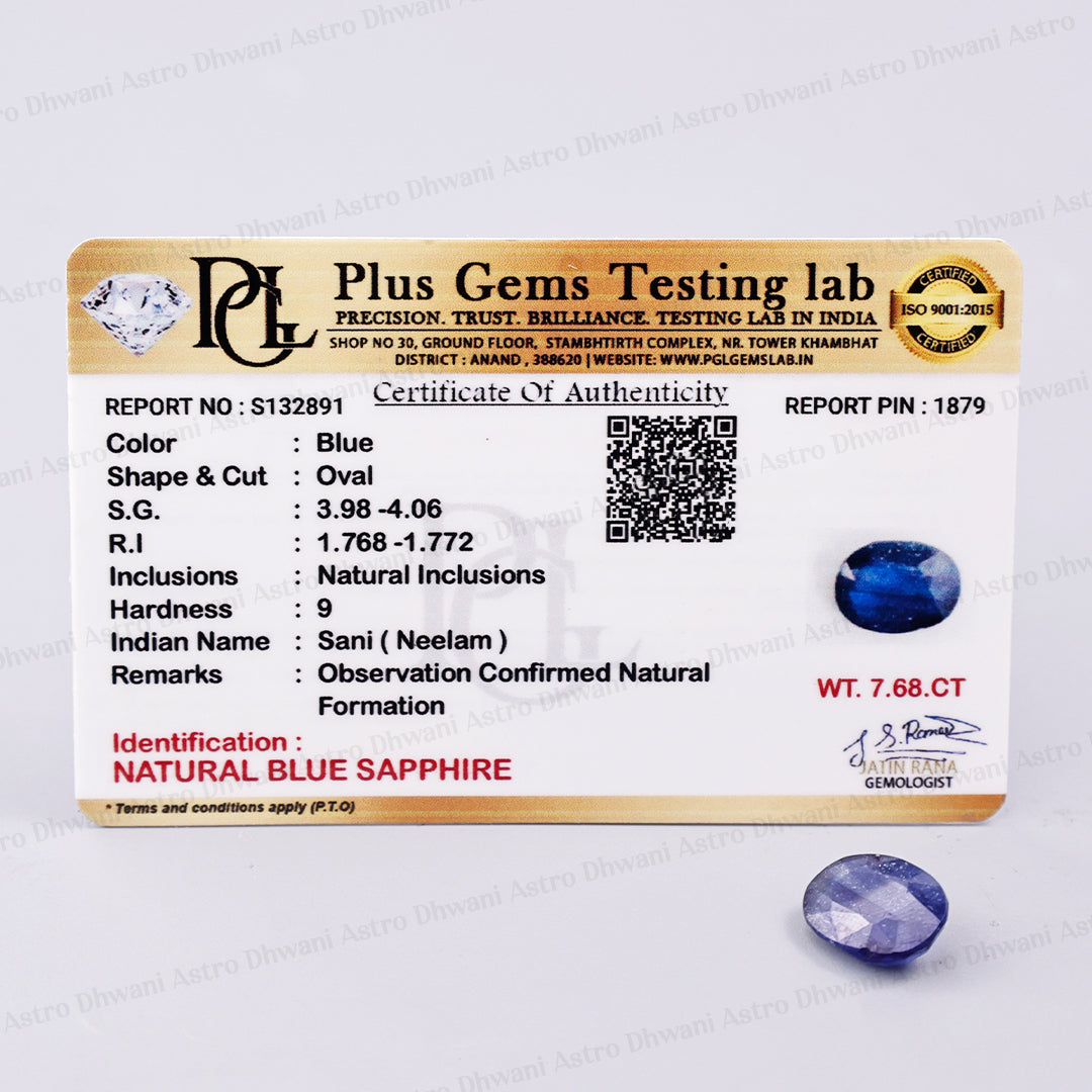 Blue Sapphire (Neelam) 7.68 Carat