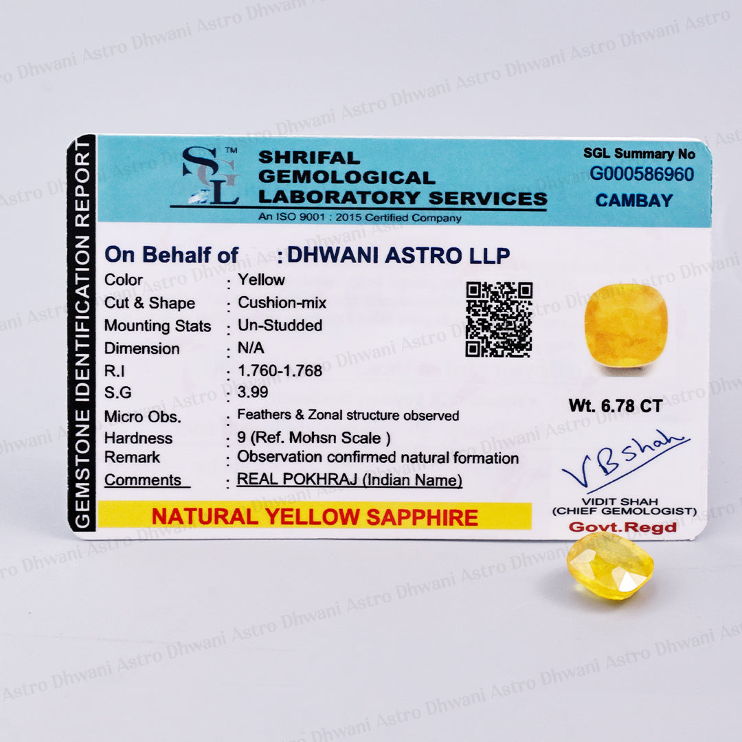 Yellow Sapphire ( Pukhraj )- 6.78 Carat