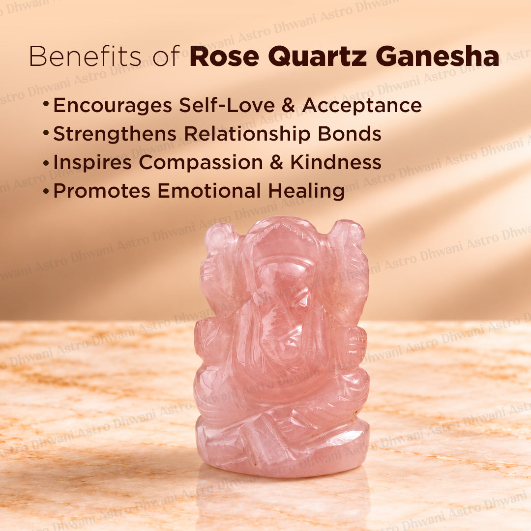 Rose Quartz Ganesha - Abhimantrit